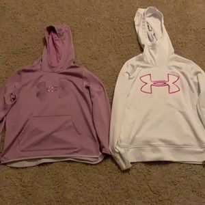 2 Under Armour Sweatshirts size kidsXL and Women Sm